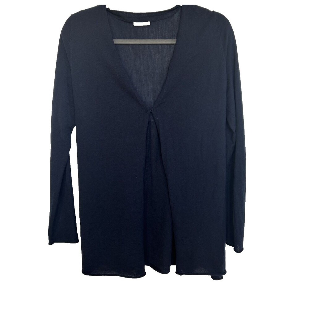 Hemisphere Luxury 100% Merino Wool Cardigan LightWeight Navy Blue Size 36/US 4-6